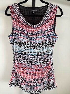Cable & Gauge Multicolor Sleeveless Cowl Neck Top - Pink/Blue/Black